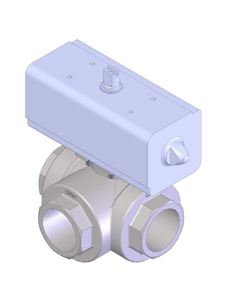 3-way ball valve 2" SST incl pneumatic drive F